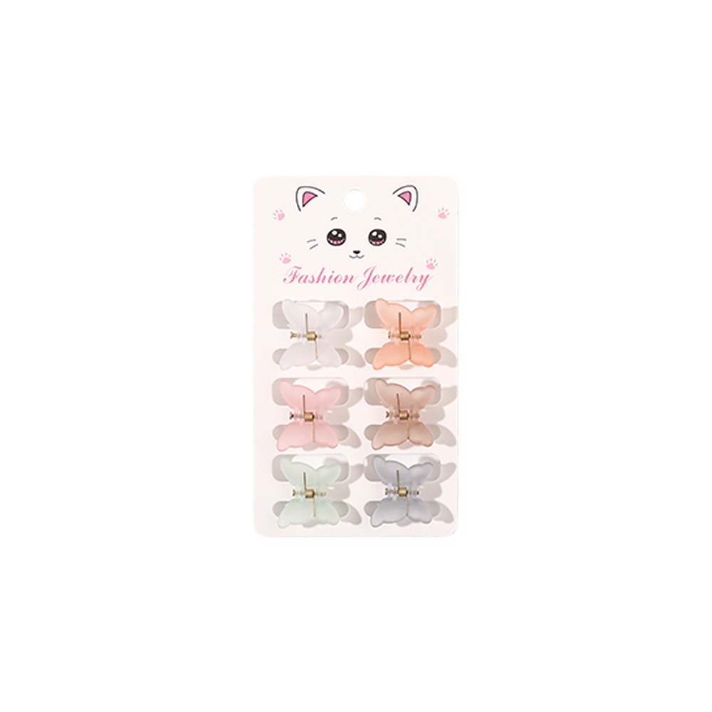 "Qiyue Korean Macaron-colored Mini Grab Clip matte frosted 6-piece set Simple and versatile hair grab bangs clip. Item Picture