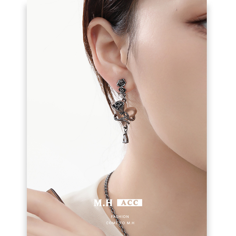 ins Warm orange heart-shaped rose earrings, winter high-end, light luxury new earrings, fashionable and elegant earrings for women Specification drawing
