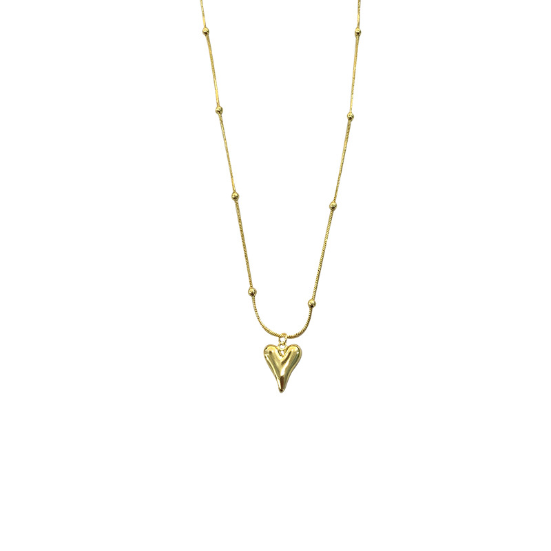 Retro beaded necklace collection, heart-shaped pendant necklace, elegant layering collarbone chain for women, 2023 new ins style Item Picture