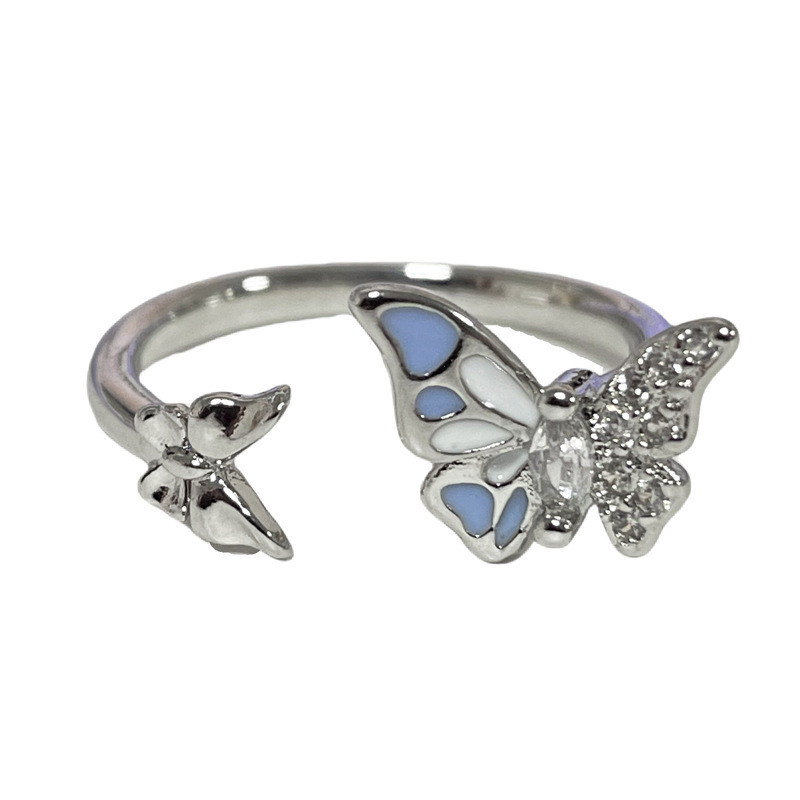 French-style butterfly fashion open ring, cool and feminine style, niche high-end feel, geometric sweet and cool, versatile ring trend Item Picture