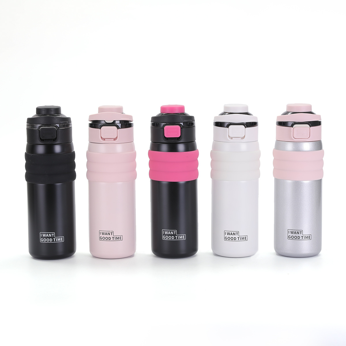 High-appearation-level women's sports water bottle, portable double-drinking, office and school insulated cup, large-capacity bouncing straw cup Item Picture