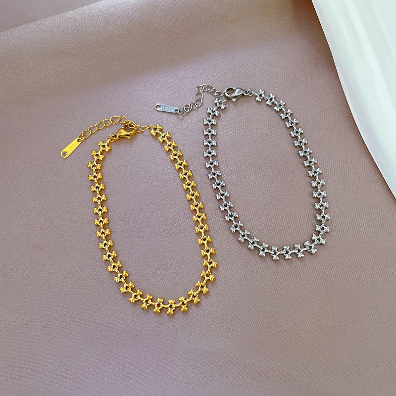 【 All-titanium Steel 】 Dongdaemun Personalized Love Dog bone Chain bracelet Female Internet celebrity retro best friend Specification drawing