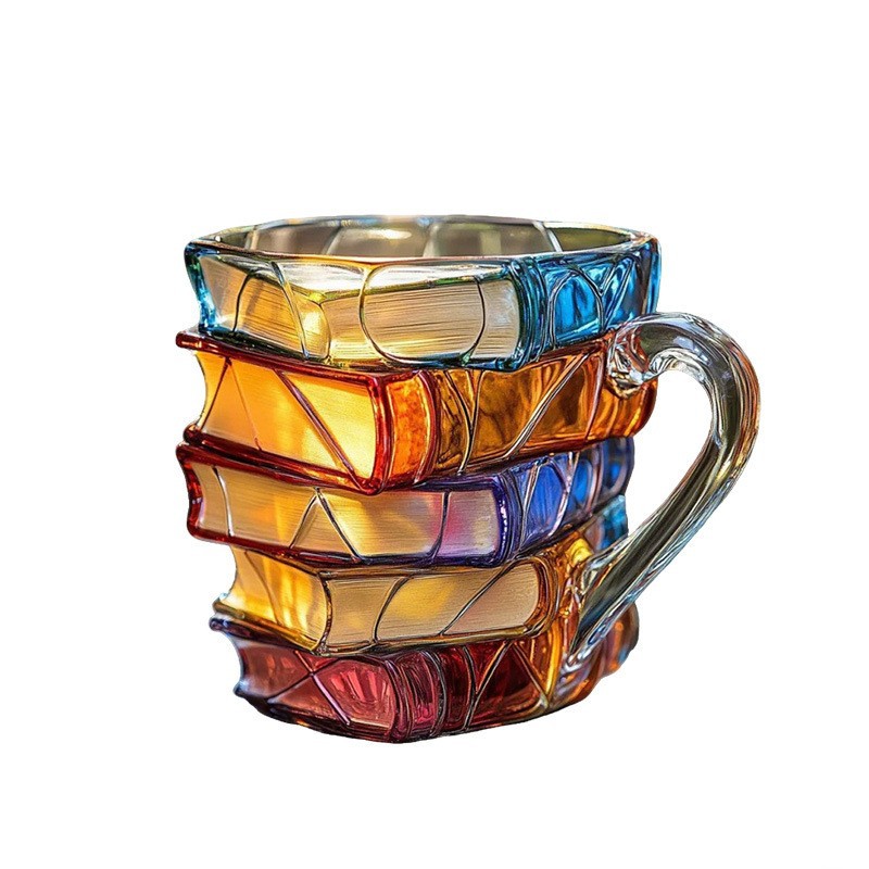 Cross-border new Painted Book Mug, 3D painted bar, unique book stacking coffee cup Item Picture