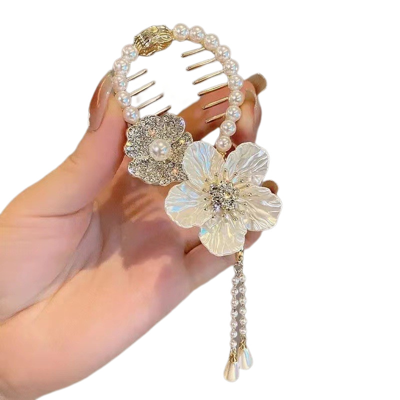 The new ancient wind chime orchid bun hair clip with a high-end look and tassel at the back of the head is a high-end Hanfu hair bun accessory Item Picture