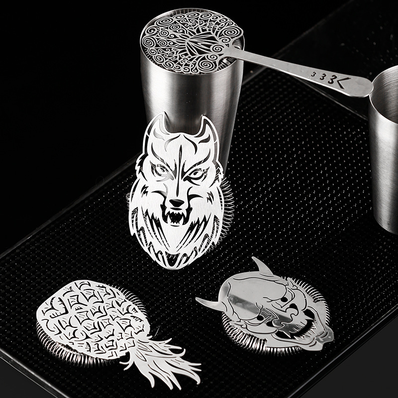 Cross-border creative 304 stainless steel ice filter, cocktail mixing filter, Ghost Head Skull head pineapple ice separator details Picture