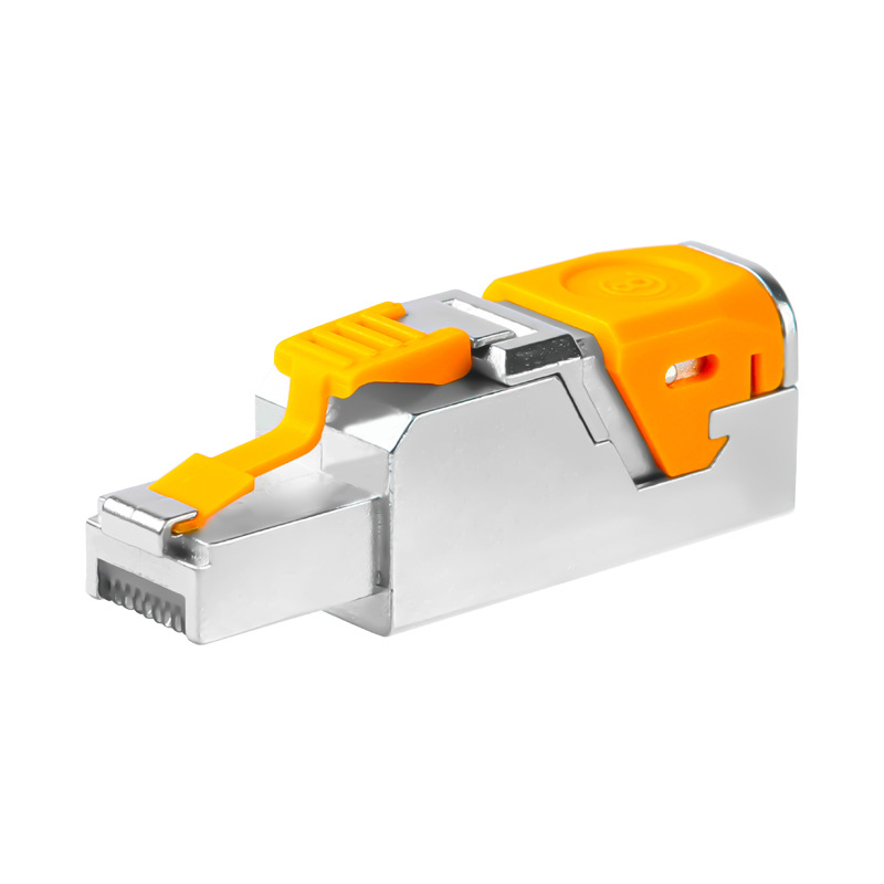 Pressure-free crystal head, Category 6A, tool-free crimping network cable head, metal shielded category 7 and 8, quick connection without pliers or drilling Item Picture