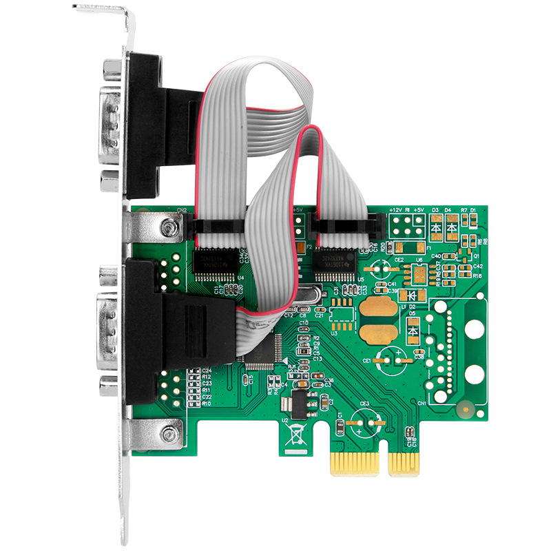 PCIE to 232 serial port card DB9 pin com port expansion card Two-port RS232 communication adapter card WCH CH382L details Picture