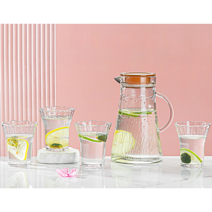 Glass tea cup sets, household cups, living room European-style tea sets, teapot cups, complete sets of cups, simple water utensils wholesale full figure