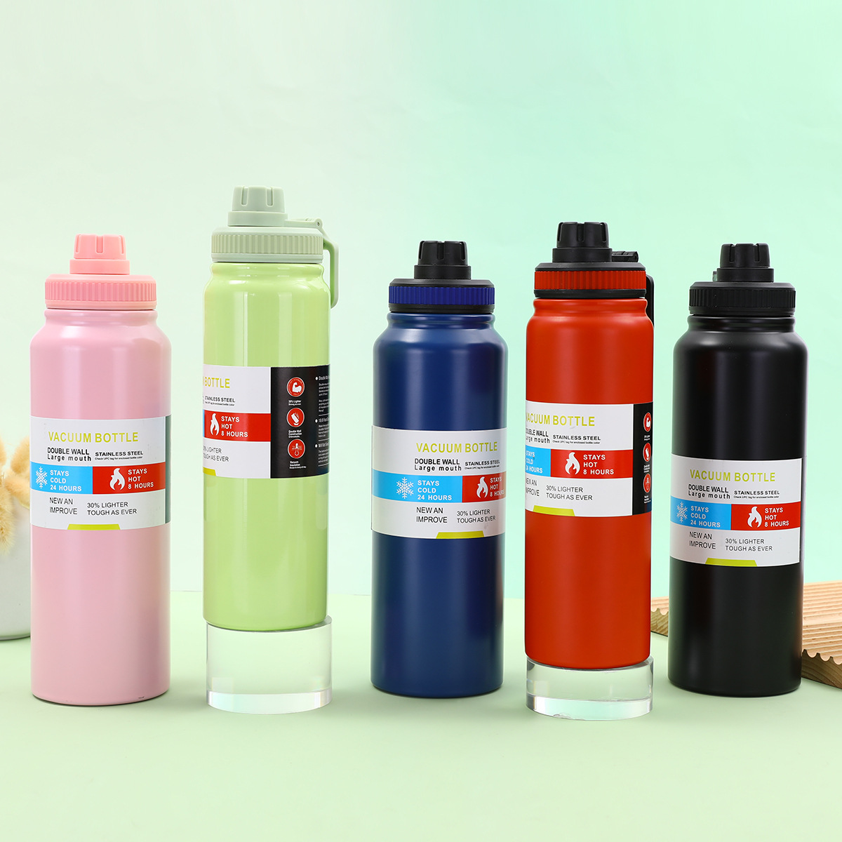 Cross-border 304 stainless steel insulated cup, outdoor portable mountaineering sports water bottle, large-capacity tea and water separation direct drinking cup details Picture