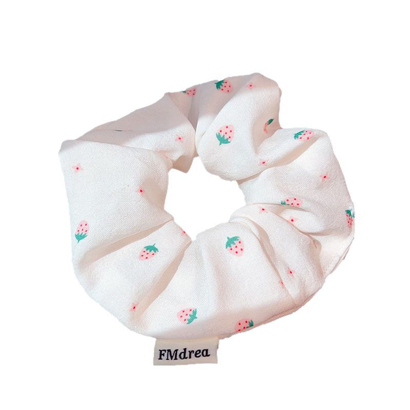 Sweetheart Pink Strawberry Large Intestine Hair band 2025 New style, cute and girlish hair tie, leather band headband, elegant bun headwear Item Picture