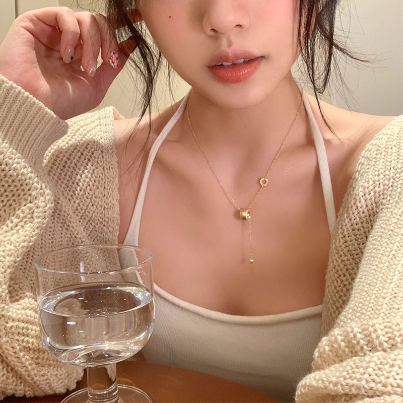Brushed waist diamond-encrusted necklace for women, 2025 style, light luxury, niche collarbone chain, versatile and elegant necklace Specification drawing