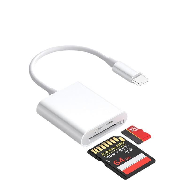 Compatible with Apple 2-in-1 card reader, mobile phone lightning converter, TF+SD card, OTG multi-functional camera Item Picture