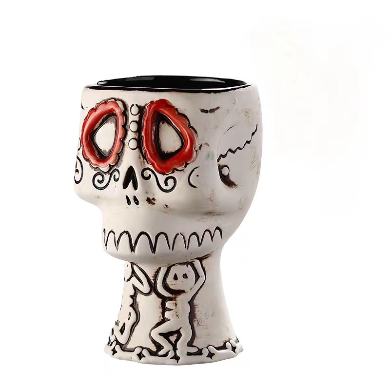Bar tiki cup, creative skull cocktail cup, personalized Hawaiian ceramic cup, Pirate skull Tiki cup Item Picture