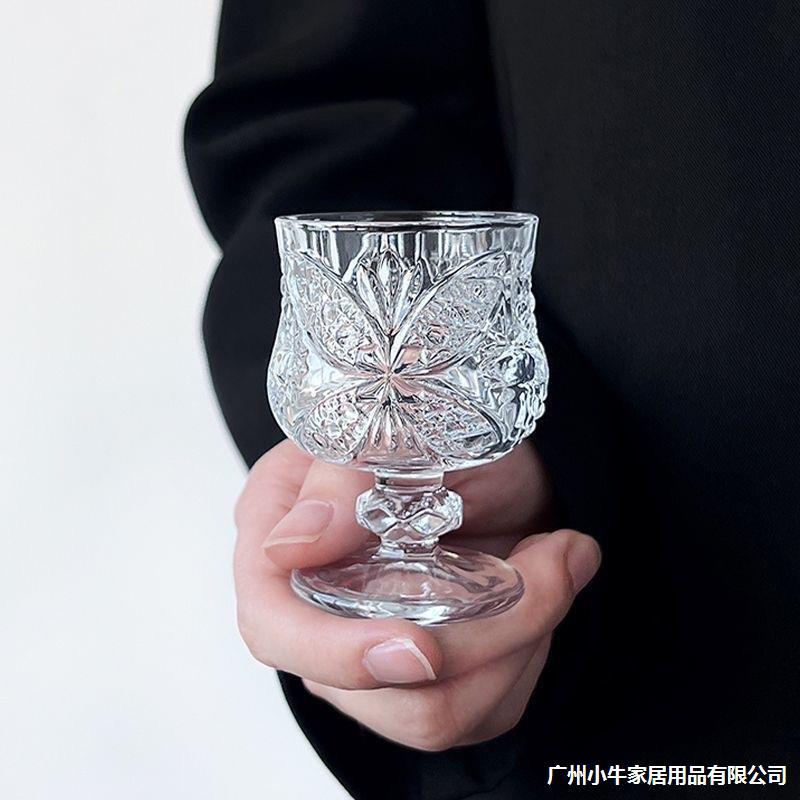 Six mini ins high-footed engraved wine glasses, one or two small wine glasses, vintage wine glasses, one 50ml glass for household use Specification drawing