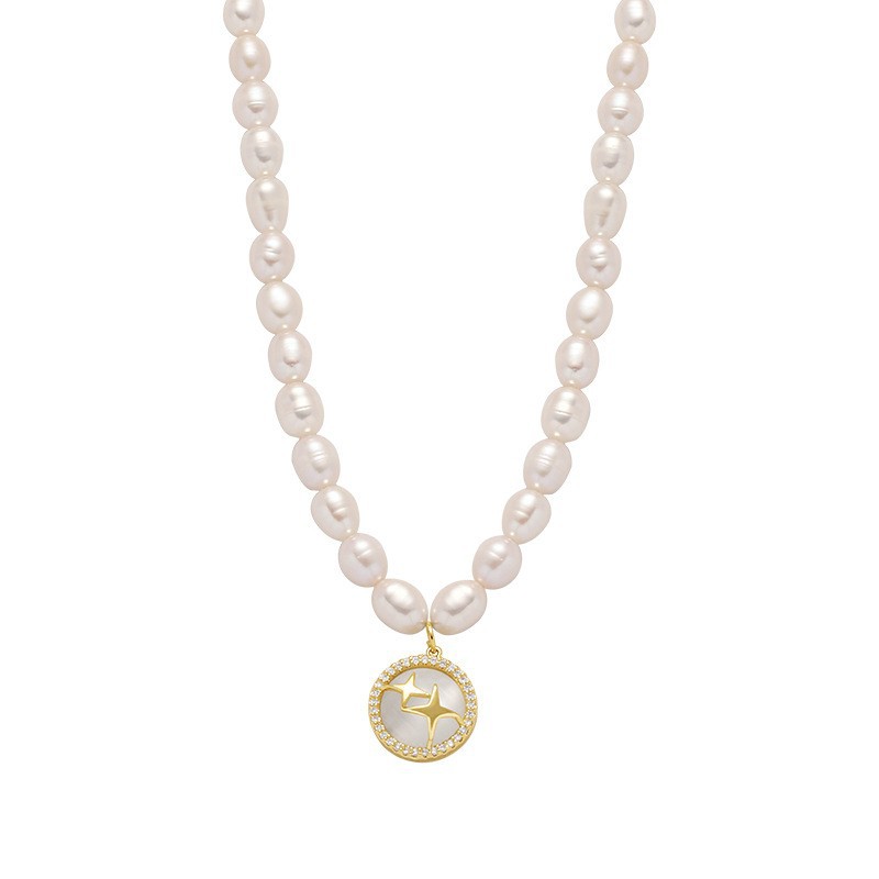 Starlight freshwater pearl necklace, women's light luxury, French high-end style, unique sweater chain, exquisite cross-border wholesale necklace trend Item Picture