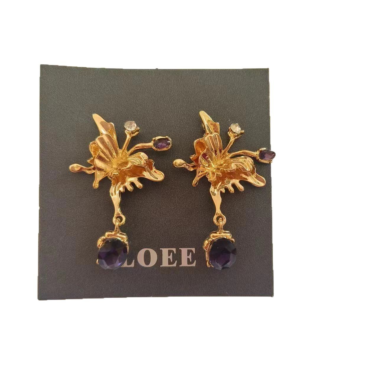 Butterfly ultra-exquisite heavy industry diamond-encrusted earrings, three-dimensional butterfly design, retro vintage earrings and stud earrings Item Picture