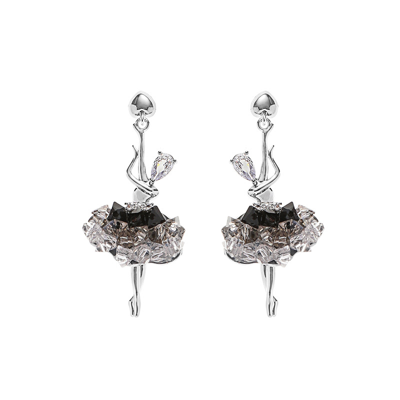 ins Ballet Girl Exquisite Earrings 925 Silver Needle High-end earstud wholesale Original fashionable and trendy earrings for women Item Picture