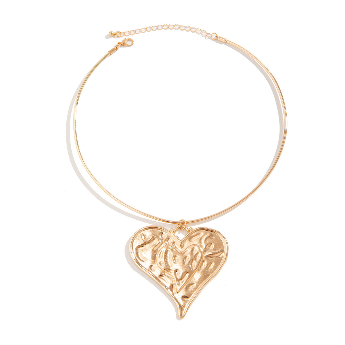 European and American cross-border jewelry, Gothic style choker female punk metal neckband, niche geometric exaggerated heart-shaped collar Item Picture