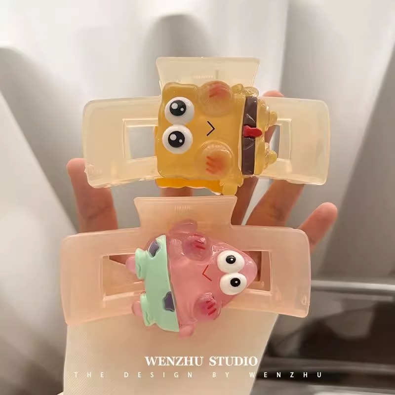 Cartoon SpongeBob SquarePants Patrick's Big Star hair clip, short hair grabber, student 2025 new style, back of the head updo shark clip details Picture