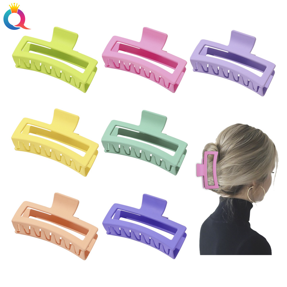 Qiyue Spring color matte hair clip, simple square ponytail clip, large 13cm updo hair clamp, shark clip hair accessory full figure