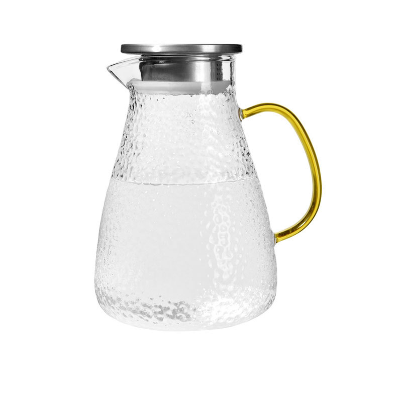 The glass of the cold water kettle is heat-resistant. It is a large-capacity household cold water cup with thickened brewing teapot. It has a high appearance level and a hammer-patterned cold water kettle Item Picture