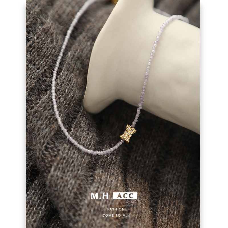 The 2025 new purple zircon necklace is a fashionable, simple and versatile design for women. It has a high-end feel and does not fade. It is a titanium steel collarbone chain Application Scenario