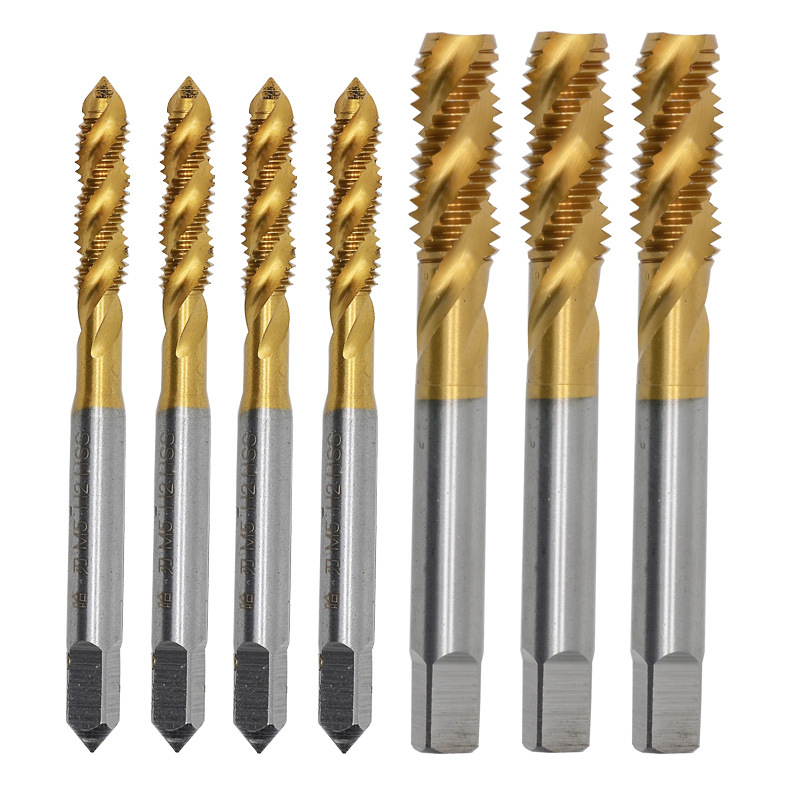 Titanium-coated spiral taps and taps for high-speed steel machines, M2, M3, M4, M5, M6mm, 8M, 10M, M12, special for blind holes, hss6542 details Picture