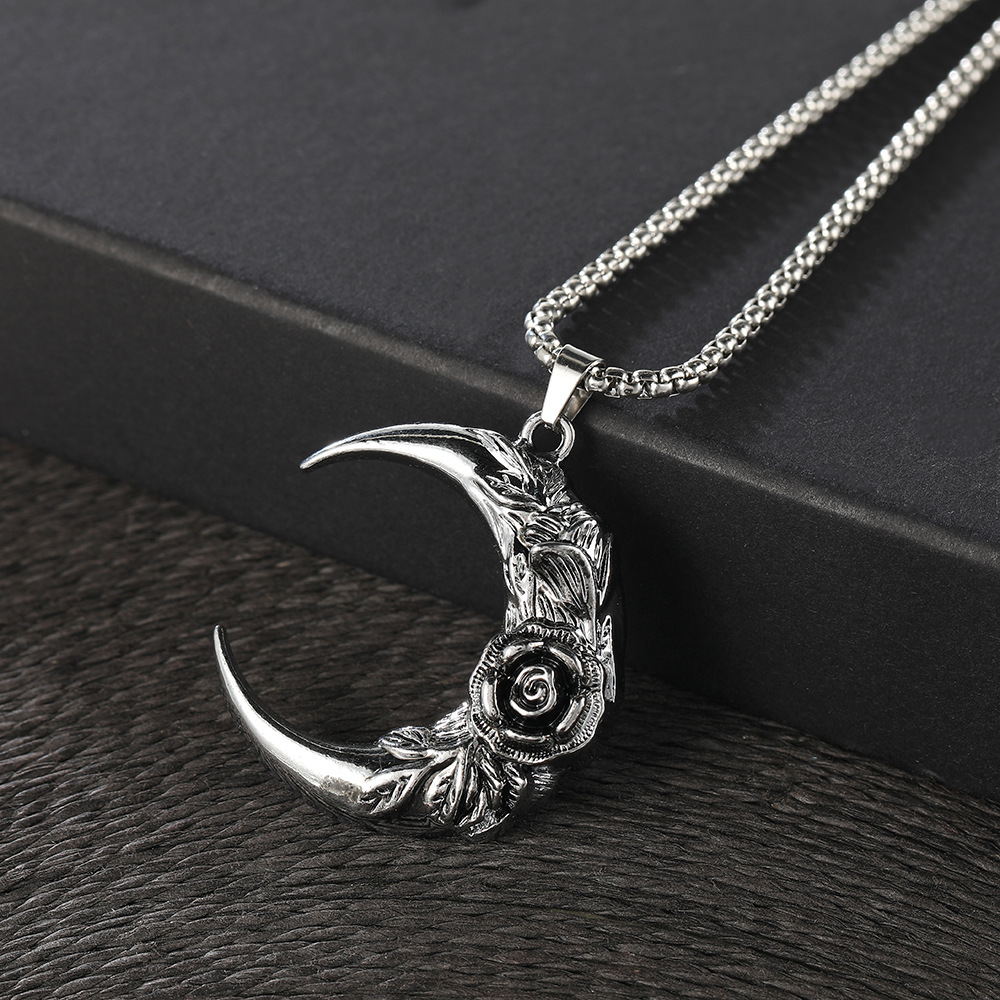 Wholesale of new European and American cross-shaped titanium steel necklaces, creative and individualistic hip-hop rose pendants, sweater chain hangers Application Scenario