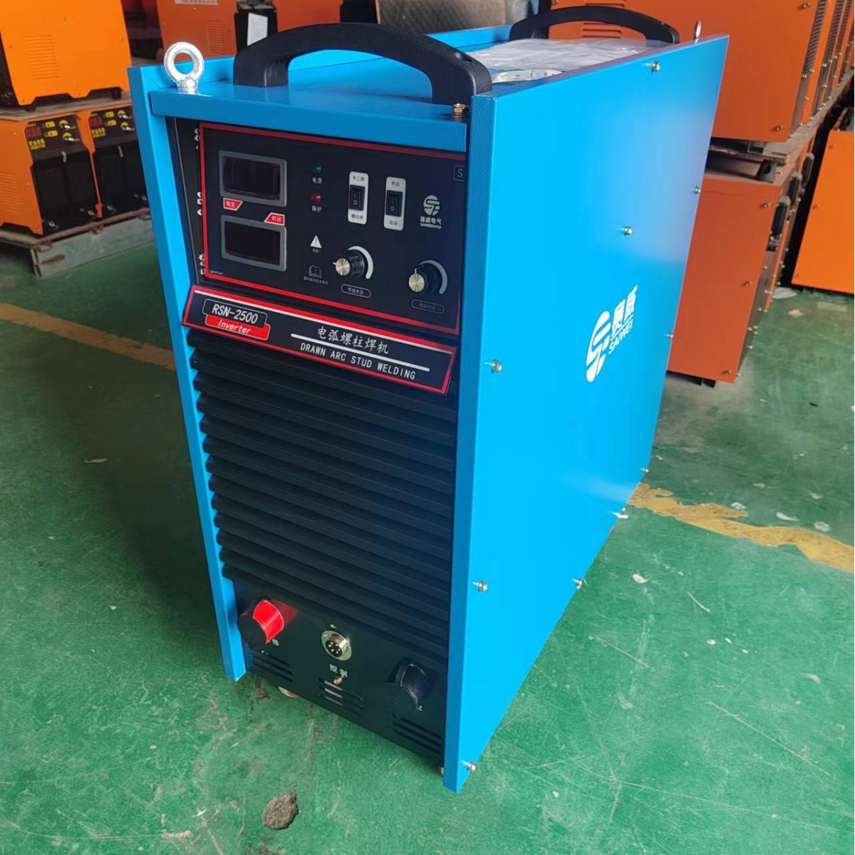 Saiwei RSN series arc stud welding machine in stock, 2500 inverter DC stud welding floor slab stud machine Specification drawing