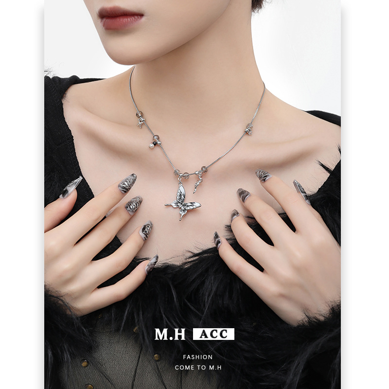 New Chinese-style national trend ink butterfly and snake earrings with a light luxury and high-end feel, 925 silver needle stud earrings, fashionable and individual Specification drawing
