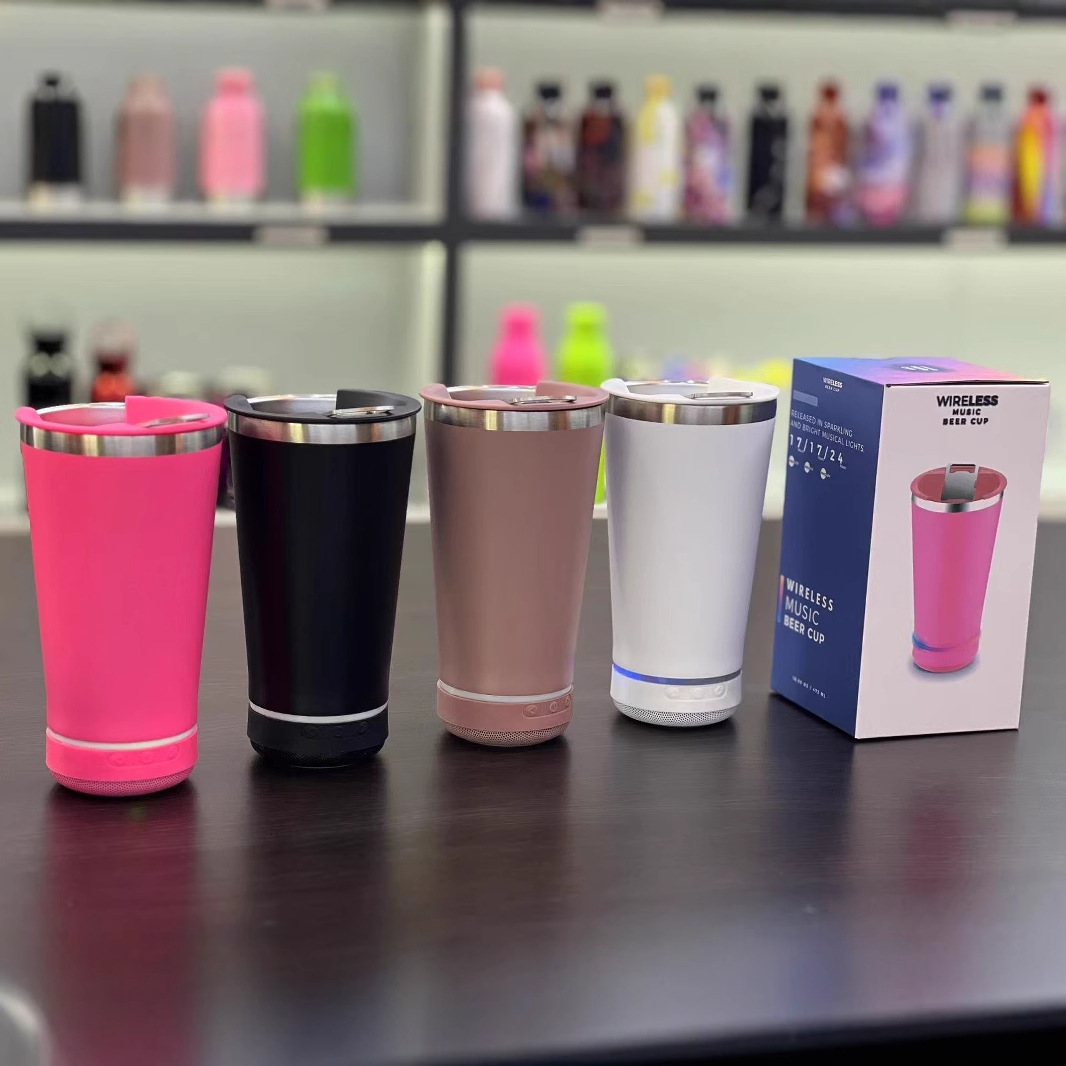 Wholesale of 16oz cross-border 304 stainless steel insulated cups, Bluetooth audio car cups, outdoor portable car beer mugs details Picture