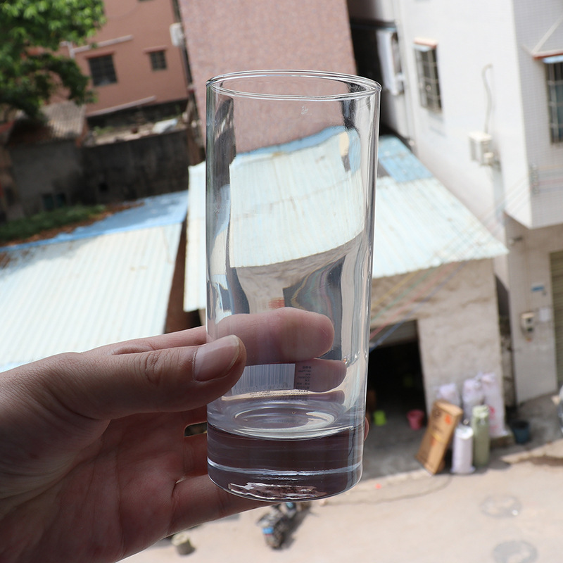 Classic straight cylindrical round glass thickened straight cup, machine-pressed dining cup, glass water cup, high-temperature resistant hotel room dining cup Application Scenario