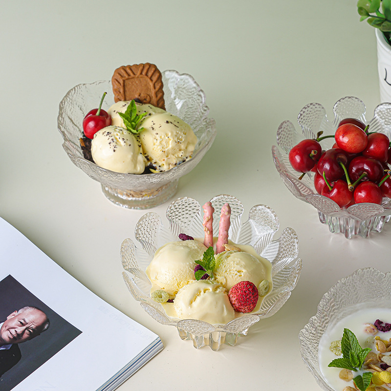 Ice cream cup, glass yogurt bowl, fruit dessert cup, ice powder bowl, creative breakfast cup, milkshake cup, cold drink ice cream cup Application Scenario