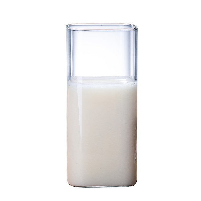 Breakfast cups, glass cups, square-mouthed cups, transparent square cups, milk tea and juice cups, straight cups for milk beverages, household water cups Item Picture