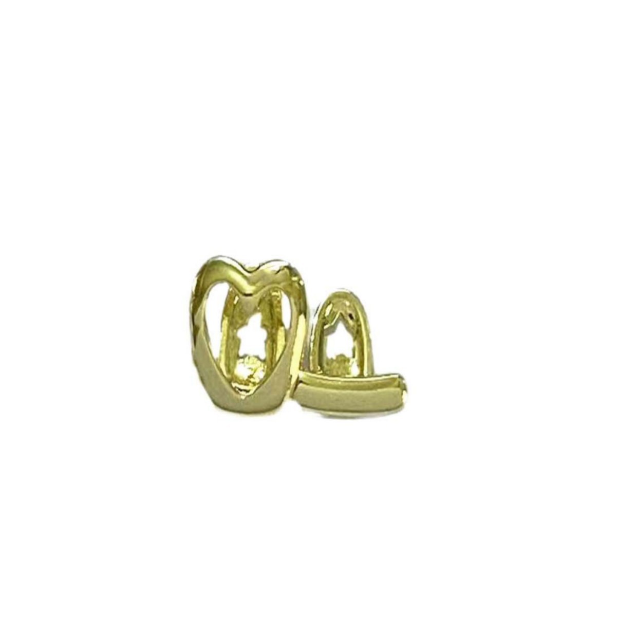 Cross-border hip-hop hollowed-out heart-shaped horizontal line double-set braces, cool and shiny gold teeth for daily outings, wholesale of matching accessories Item Picture