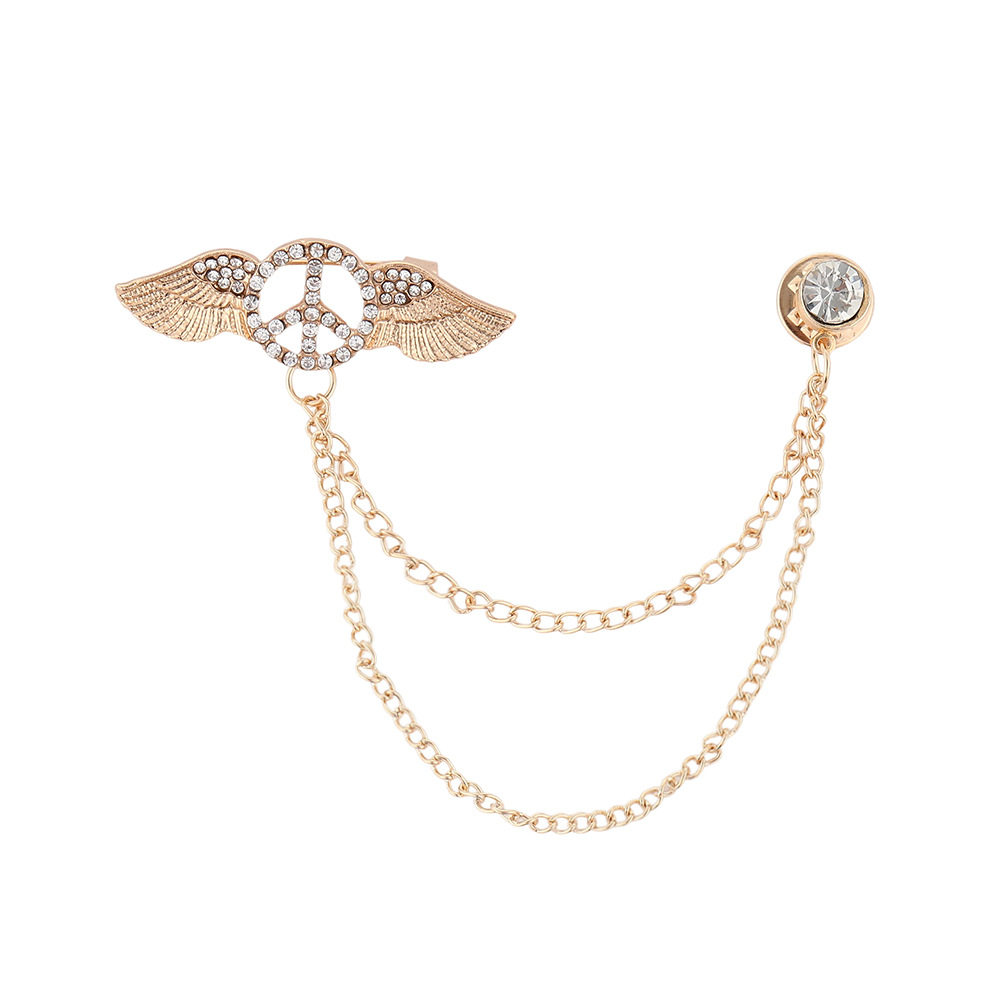 French retro British style brooch, high-end and light luxury diamond-encrusted wing chain suit pin, fashionable and exquisite brooch Application Scenario
