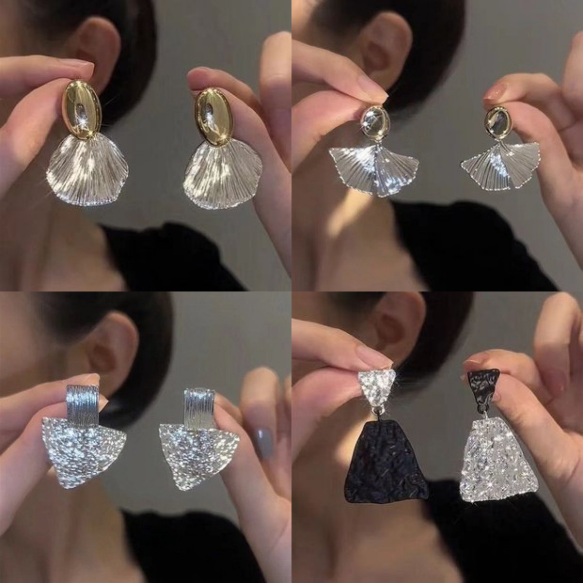 Personalized and versatile, exaggerated metallic stud earrings, trendy and fashionable for women on Instagram, versatile, and popular cross-border earrings and earrings from Europe and America full figure