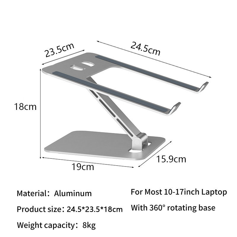 Multi-functional portable aluminum alloy laptop stand, anti-cervical vertebrae adjustable height gaming laptop height-increasing heat dissipation stand details Picture
