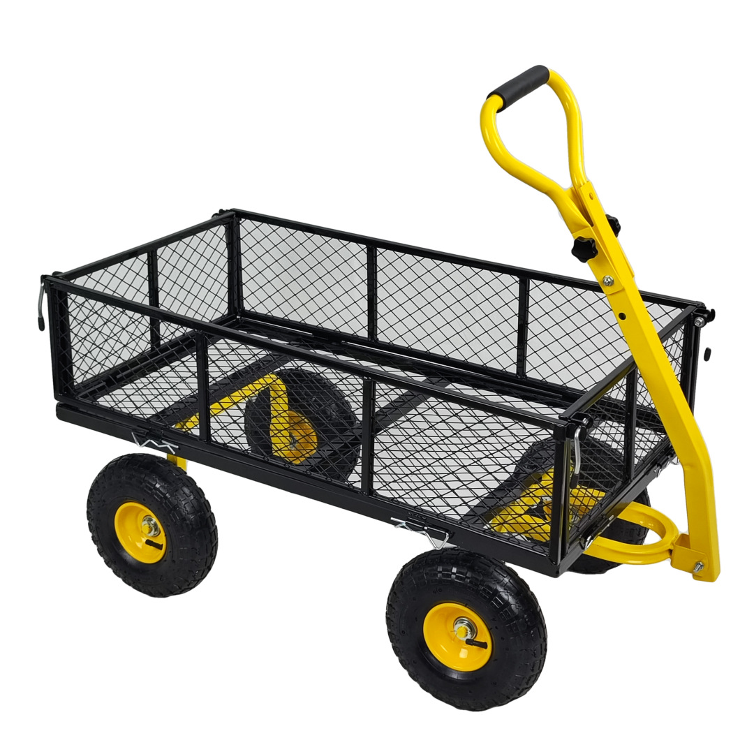 900lb detachable side traction handle steel outdoor towing practical four-wheel garden trolley details Picture