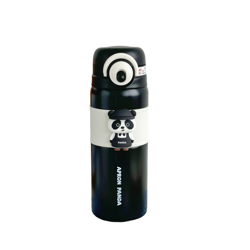 Panda water Cup, cute straw cup for girls, portable for students, children's double-drinking cup, special for boys to go to school wholesale Item Picture