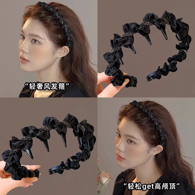 The super fairy-like and versatile satin pleated hairband, the sweet and elegant Japanese and Korean hairpin, the headband for going out, and the forest-style Internet celebrity hair accessory for washing the face Specification drawing