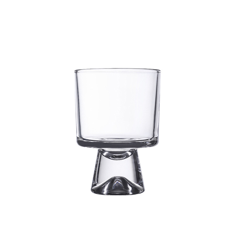 Wholesale of Japanese snow-capped mountain bottom glass cups, high-appearance-level coffee cups, household juice cups, milk cups, and high-legged ice cream cups Item Picture