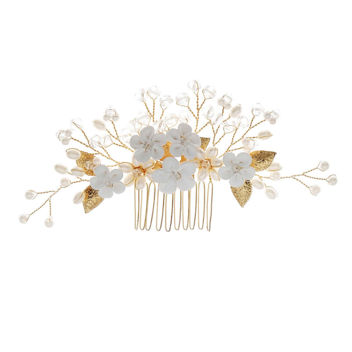 The new Chinese-style Xiuhe bridal hair accessory is a light luxury, versatile and high-end style. It features pearl combs, crystal flower combs and wedding headwear Item Picture