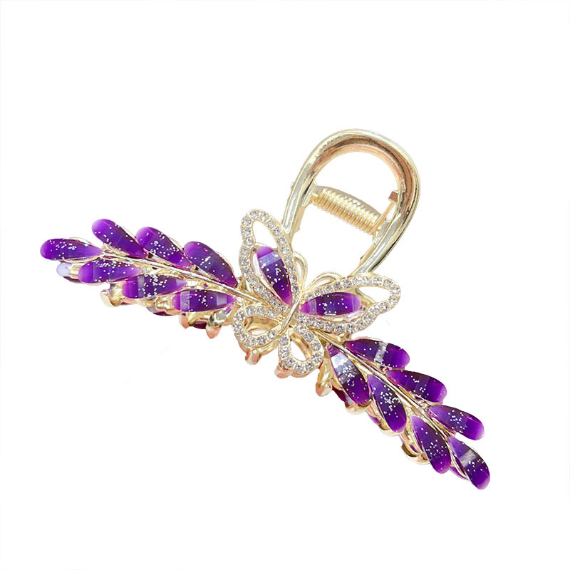 The new glass water diamond butterfly hairpin is a high-end, simple and versatile hairpin. It is also a shark hairpin accessory for the back of the head Item Picture