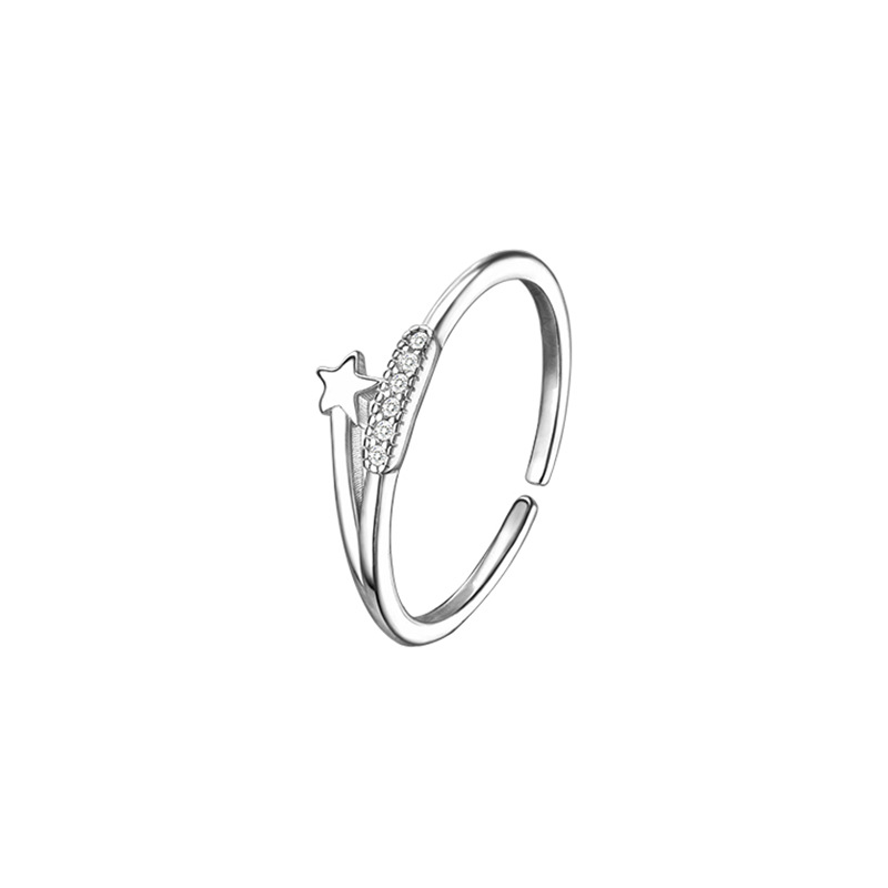 A simple star-shaped opening ring for women, exuding a sense of light luxury and sophistication, with a niche and cold style. It's a unique and versatile index finger ring for best friends Item Picture