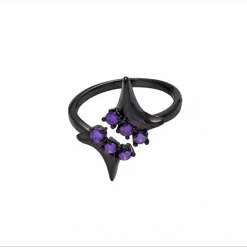 Purple star irregular symmetrical zircon ring for women, isn, niche, light luxury, high-end, cold style, open adjustment Application Scenario