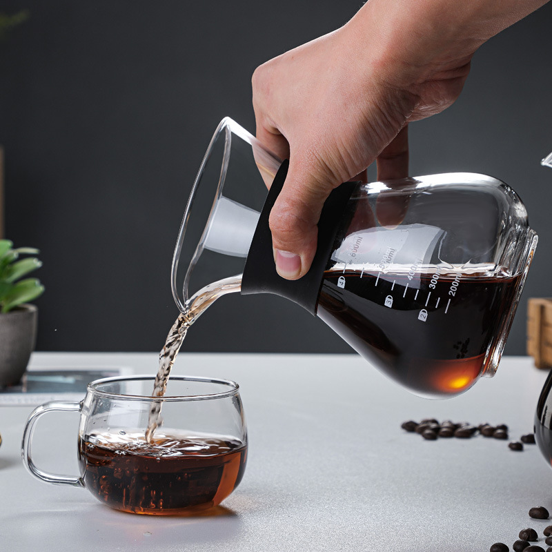 Boya Glass hand-brewed coffee pot set, household drip filter cup, filter screen sharing pot, silicone round-bottomed coffee pot Application Scenario