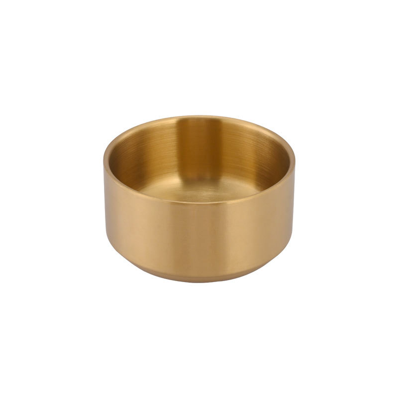 Korean-style 304 stainless steel rice bowls, commercial double-layer heat-resistant soup bowls, Korean golden bowls, small sauce bowls and tableware Item Picture