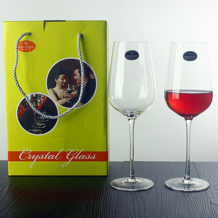 Handcrafted crystal glass one-piece formed red wine glass gift box set, wine highball glass can be printed with logo Specification drawing