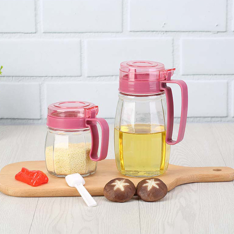 New glass oil pot seasoning jar four-piece set, logo creative kitchenware seasoning bottle, oil pot gift box set Specification drawing
